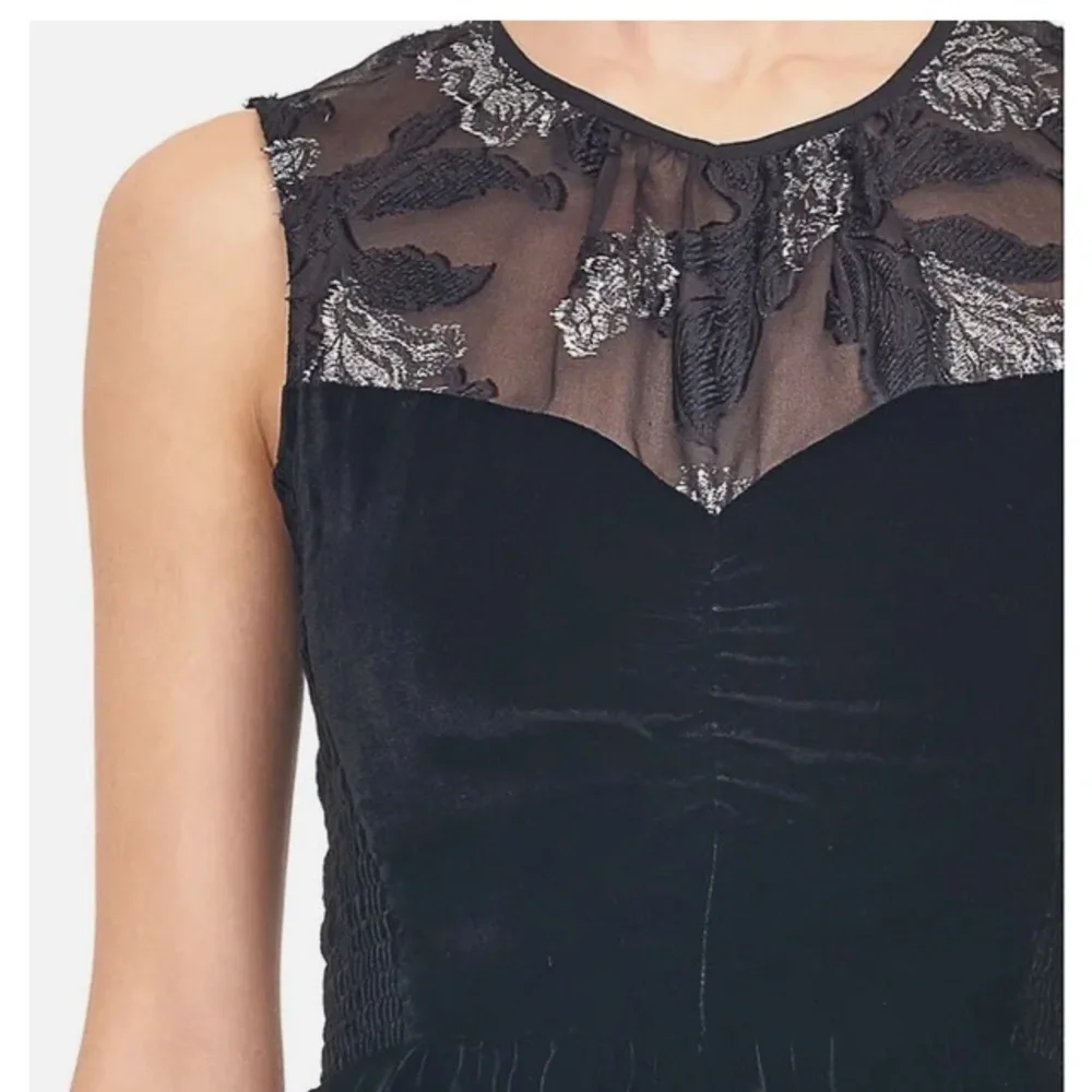 Rebecca Taylor velvet floral organza peplum top size 6 - Picture 3 of 8